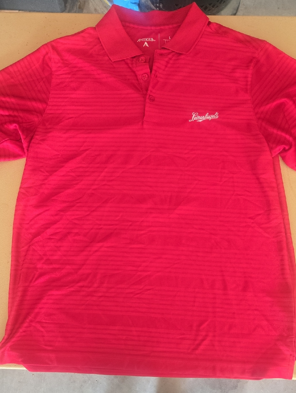 Antigua Men’s Bright Red Polo with Subtle Stripe